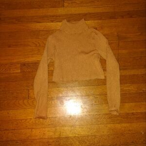 tan cropped chunky ribbed cropped turtleneck from the brand daisy size large